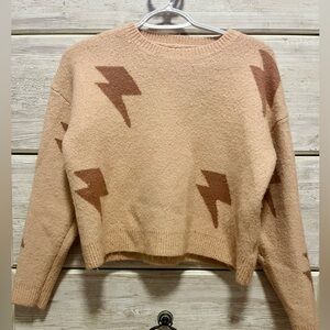 Storia Beige/Pink Lightning Bolt Sweater - Size S